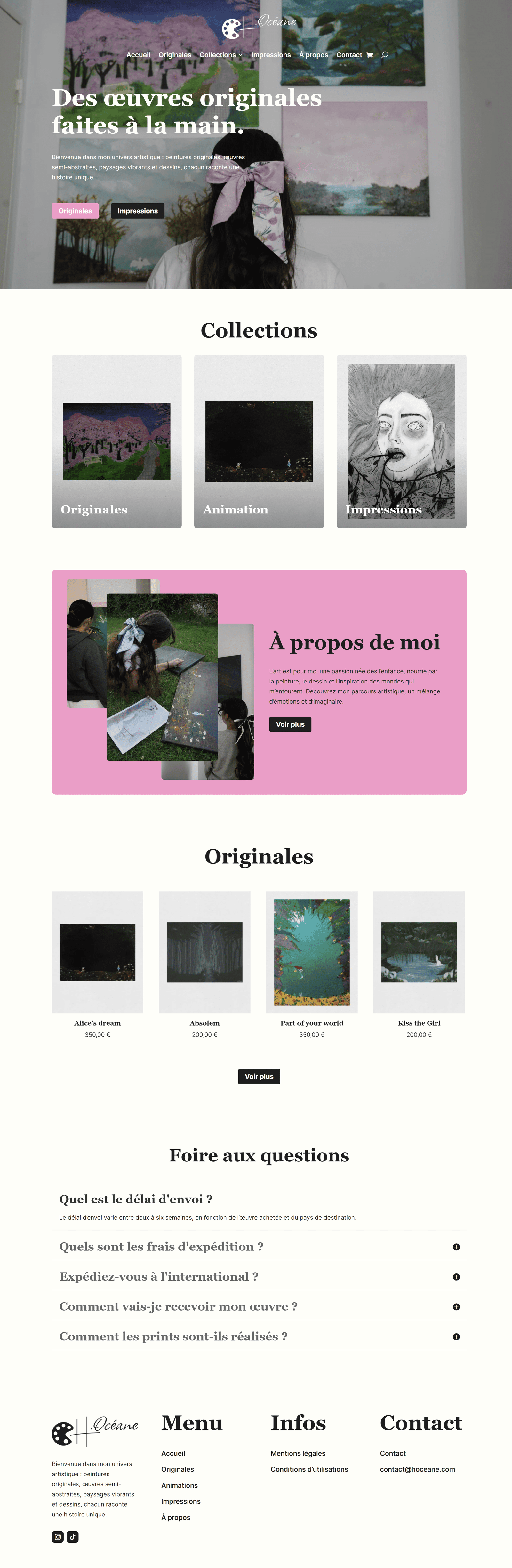 Aperçu de la page d'accueil de la réalisation du site web H.Océane